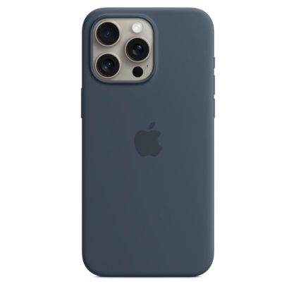 Husă din silicon Apple iPhone 15 Pro Max cu MagSafe - Storm Blue