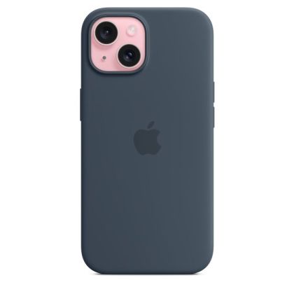 Husă din silicon pentru iPhone 15 cu MagSafe - Storm Blue