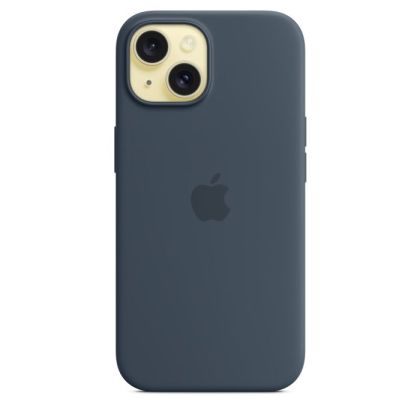 Husă din silicon pentru iPhone 15 cu MagSafe - Storm Blue