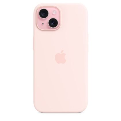 Husă din silicon pentru iPhone 15 cu MagSafe - Light Pink