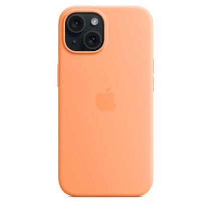 Husa din silicon Apple iPhone 15 cu MagSafe - Orange Sorbet