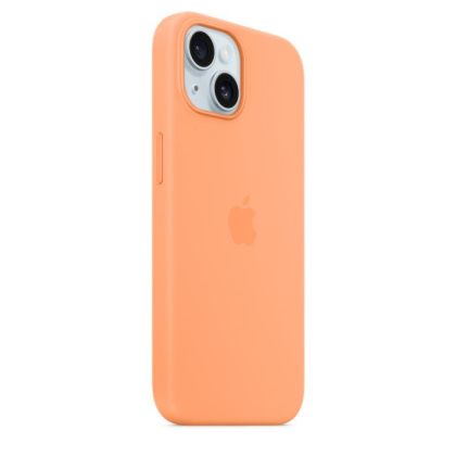 Husa din silicon Apple iPhone 15 cu MagSafe - Orange Sorbet