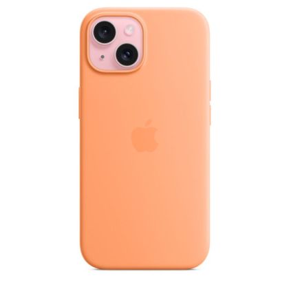 Husa din silicon Apple iPhone 15 cu MagSafe - Orange Sorbet