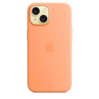 Husa din silicon Apple iPhone 15 cu MagSafe - Orange Sorbet