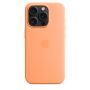 Husa din silicon Apple iPhone 15 Pro cu MagSafe - Orange Sorbet