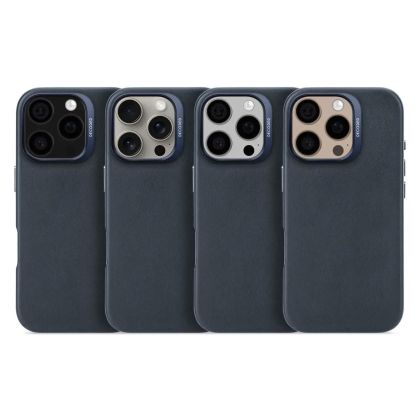 Husa din piele Decoded compatibila MagSafe pentru iPhone 16 Pro, Navy Blue