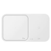 Stand de birou incarcare wireless Charger Duo, Fast Charge, incarcator retea inclus, Alb