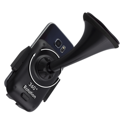 Suport auto telefon premium, prindere parbriz, universal (latime telefon : 58 mm - 83 mm), Negru