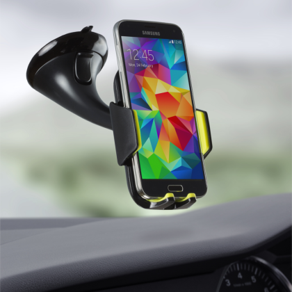 Suport auto telefon premium, prindere parbriz, universal (latime telefon : 58 mm - 83 mm), Negru