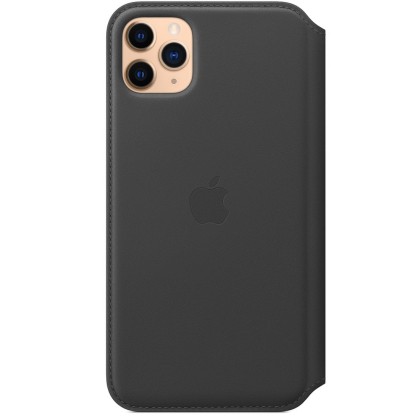 iPhone 11 Pro Max - Husa Flip tip "Leather Folio", deschidere orizontala - Negru