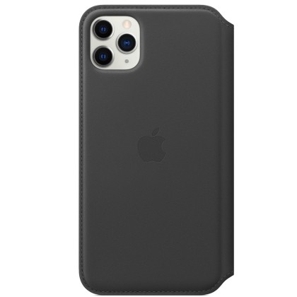 iPhone 11 Pro Max - Husa Flip tip "Leather Folio", deschidere orizontala - Negru