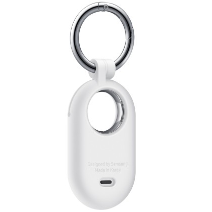Husa protectie cu breloc pentru Galaxy SmartTag2, silicon - Alb
