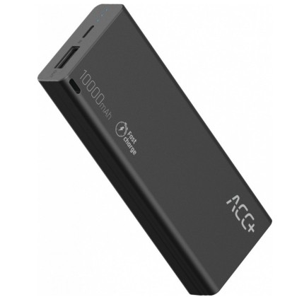 Acumulator portabil universal ACC+ THIN, capacitate 10000 mAh, Fast Charge, inclus cablu microUSB - Negru