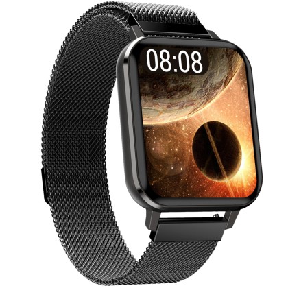 Smartwatch FW45 Aurum 2, bratara plasa metalica, Gri inchis