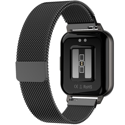 Smartwatch FW45 Aurum 2, bratara plasa metalica, Gri inchis