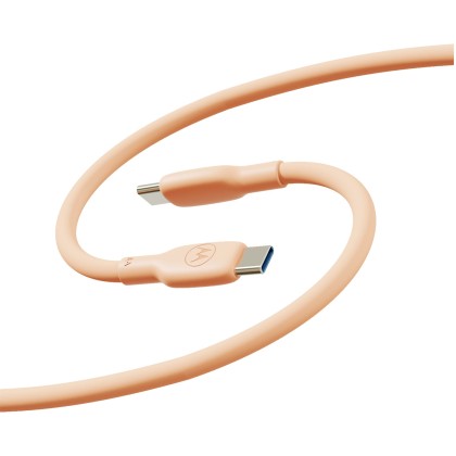 Motorola Silicone Cable USB Type-C & USB Type-C (USB 2.0), 5A, lungime 2 m, Peach Fuzz