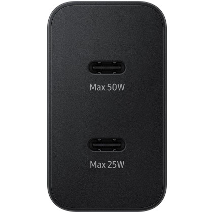 Incarcator retea Super Fast Charger 50W, Adapter Duo USB Type-C, Low Standby, cablu Type-C (5A) inclus, Negru
