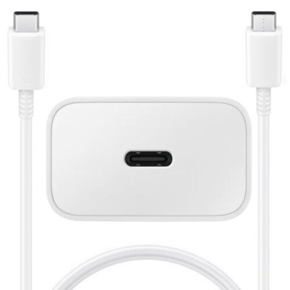 Incarcator retea Fast Charger 15W, port USB Type-C, cablu Type-C - Type-C inclus, Alb