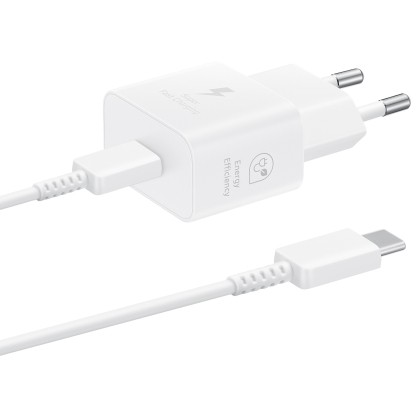 Incarcator retea Super Fast Charger 25W, port USB Type-C, cablu Type-C - Type-C inclus, Alb