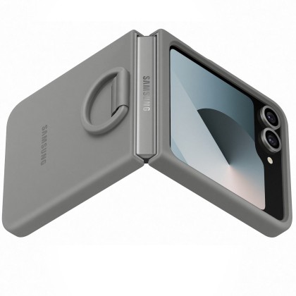 Capac protectie spate Samsung Galaxy Z Flip 6 / Galaxy Z Flip 7 FE, Silicone Case, Gri