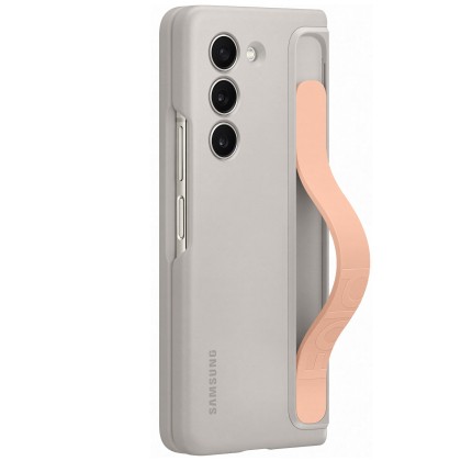 Capac protectie spate Samsung Galaxy Z Fold 5 Standing Case with Strap, Sand