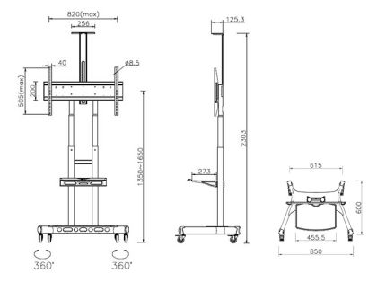 STAND TV MOBIL CU SUPORT CAMERA MULTIBRACKETS MB-4627