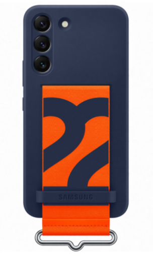 Galaxy S22 (S901) - Husa, Capac protectie spate "Silicone Cover" cu curea - Albastru Navy