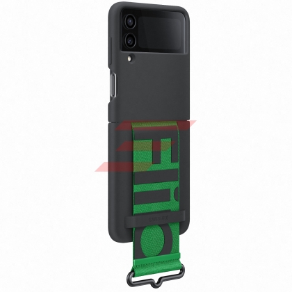 Galaxy Z Flip 4 (F721) - Husa, Capac protectie spate "Silicone Cover" cu curea - Negru