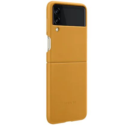 Galaxy Z Flip 3 (F711) - Husa, Capac protectie spate "Leather Cover" - Mustard