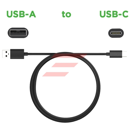 Cablu date & incarcare - USB-A & USB Type-C, 2m, Negru