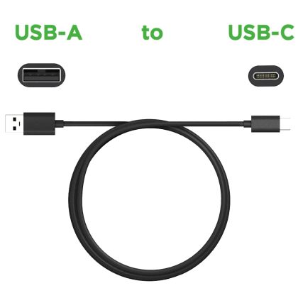 Cablu date & incarcare - USB-A & USB Type-C, 2m, Negru