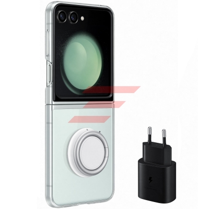 Galaxy Z Flip 5 - Set Starter Package Clear Gadget Case (EF-XF731CT) + Travel Adapter 25W (EP-TA800N) 