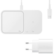 Stand de birou incarcare wireless Charger Duo, Fast Charge, incarcator retea inclus, Alb