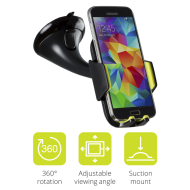 Suport auto telefon premium, prindere parbriz, universal (latime telefon : 58 mm - 83 mm), Negru