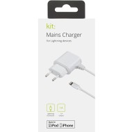 Incarcator retea compact - Apple Lightning, 1 A, MFI, cablu incarcare fix, Alb