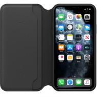 iPhone 11 Pro Max - Husa Flip tip "Leather Folio", deschidere orizontala - Negru