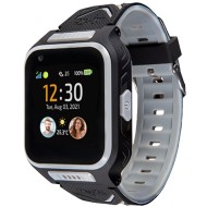 Smartwatch Watch 4, LTE, cu tripla localizare (LBS, GPS, Wi-Fi), IP67, Negru Gri