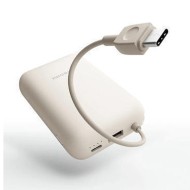Acumulator portabil universal, 22.5 W, 10000 mAh, cablu integrat USB Type-C, Bej