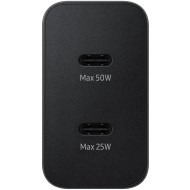 Incarcator retea Super Fast Charger 50W, Adapter Duo USB Type-C, Low Standby, cablu Type-C (5A) inclus, Negru