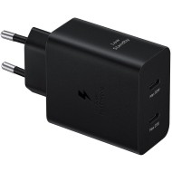 Incarcator retea Super Fast Charger 50W, Adapter Duo USB Type-C, Low Standby, cablu Type-C (5A) inclus, Negru